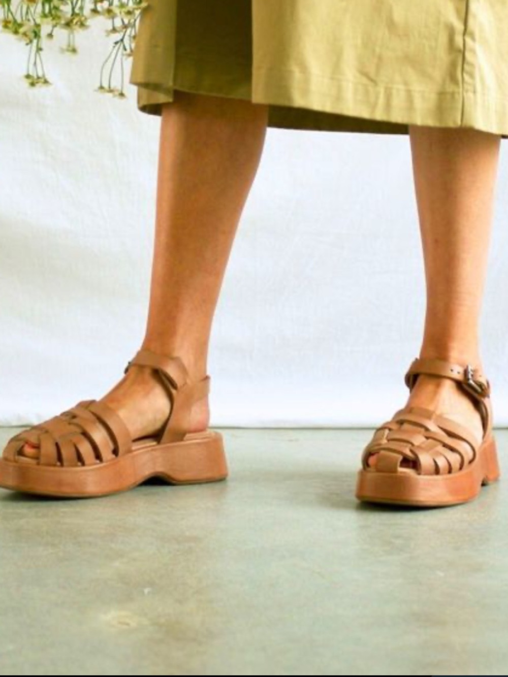 Either/Or Tan Woven Leather Platform Fisherman Sandals NWT / 10 - Picture 4 of 12